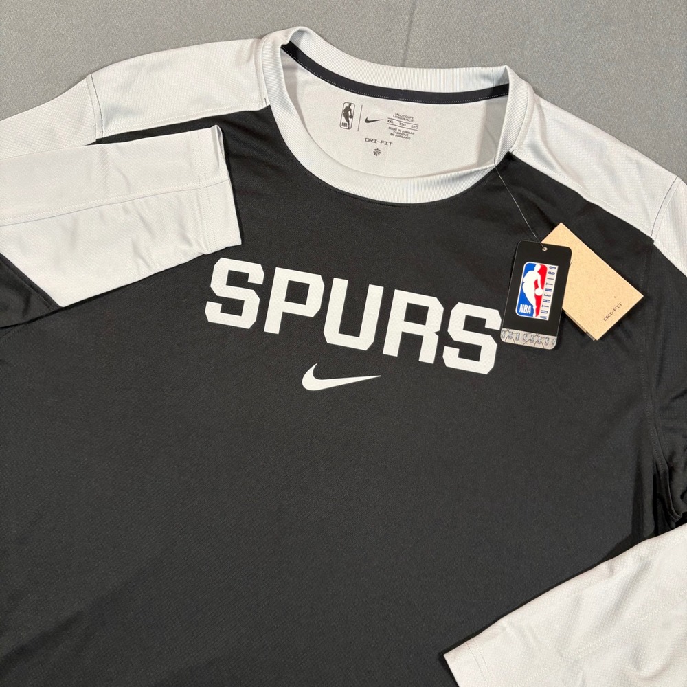 San Antonio Spurs Nike 24-25 Pre-Game Long Sleeve Tee Silver|Black XXL Tall NWT